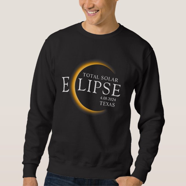 Sweatshirt Black & Gold 2024 Texas Total Solar Eclipse (Devant)