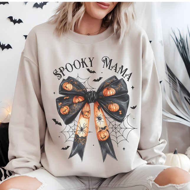 Sweatshirt Black Halloween Éffrayant Mama Bow Coquette (Black Halloween Spooky Mama Bow Coquette Sweatshirt)