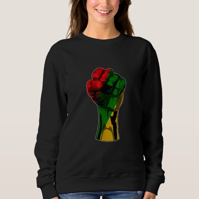 Sweatshirt Black Histoire Mois Poing Femmes Hommes Enfants (Devant)