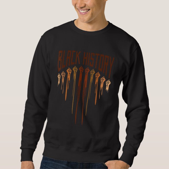 Sweatshirt Black Histoire Mois Poing Femmes Hommes Enfants (Devant)