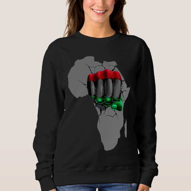 Sweatshirt Black History Month BHM Afro Pride Hand Fist Black (Devant)