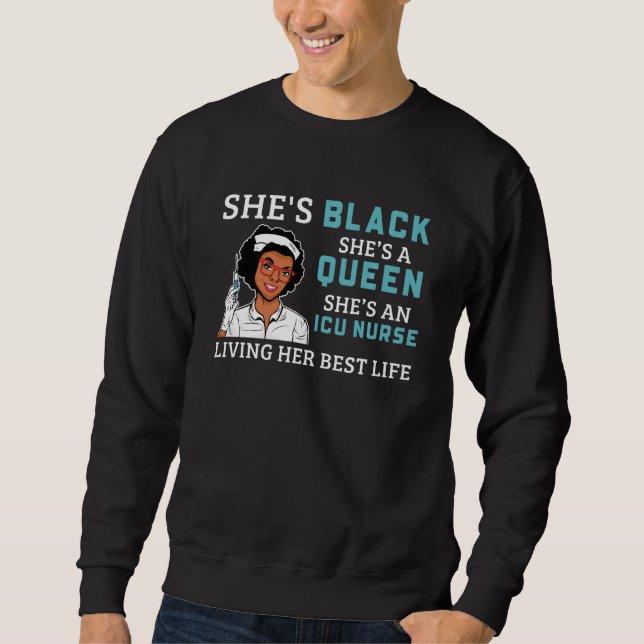 Sweatshirt Black Icu Nurse Fier Afro Queen Femmes (Devant)