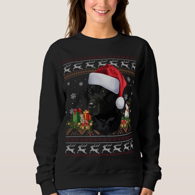 Sweatshirt Black Lab Christmas Père Noël Amoureux des chiens  (Devant)