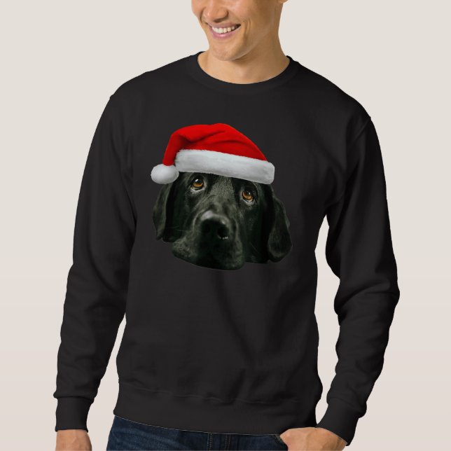 Sweatshirt Black Lab Cute Santa Hat Image Noël (Devant)