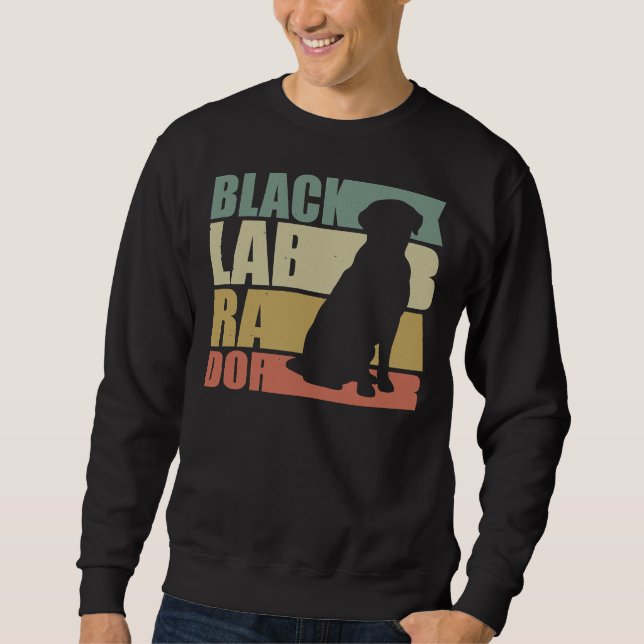 Sweatshirt Black Lab Retro Labrador Retriever Chien (Devant)