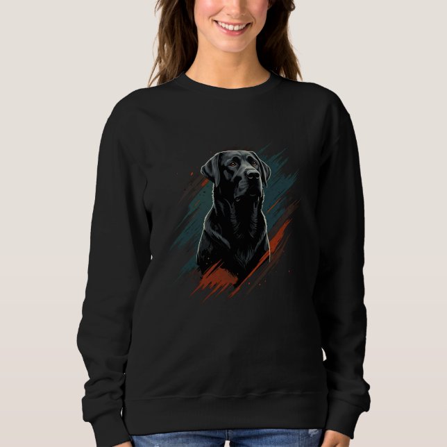 Sweatshirt Black Labrador Abstrait Retro Paint Lab (Devant)