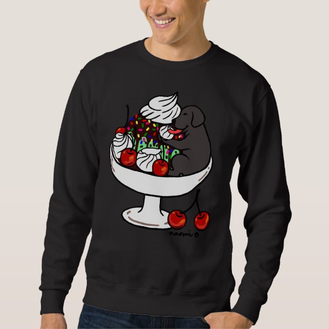 Sweatshirt Black Labrador Ice Cream Sundae (Devant)
