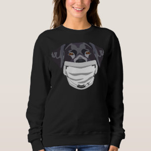 Sweatshirt Black Labrador Portant Un Masque Visage