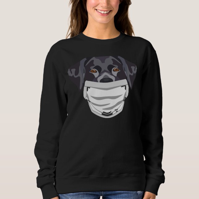 Sweatshirt Black Labrador Portant Un Masque Visage (Devant)