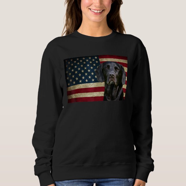 Sweatshirt Black Labrador récupératrice American Flag labra A (Devant)