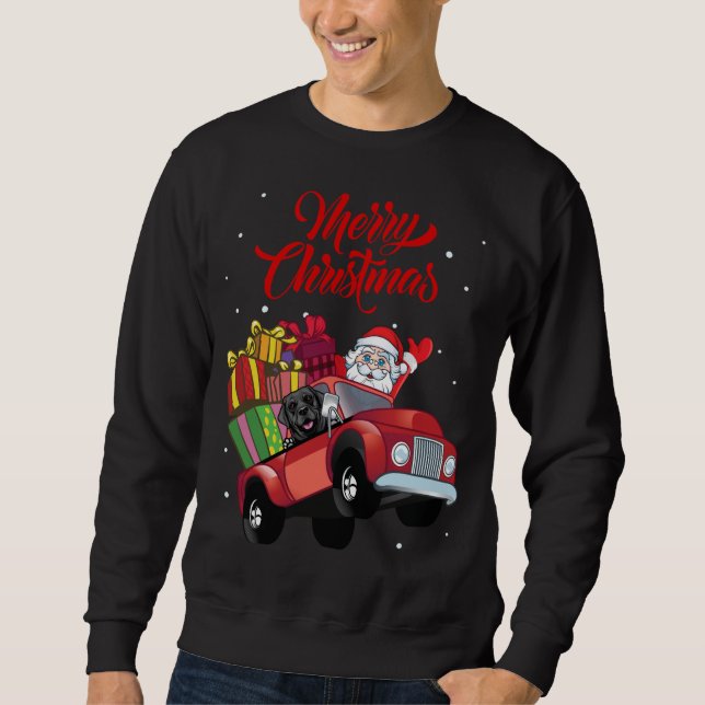 Sweatshirt Black Labrador Retriever avec le Père Noël en roug (Devant)
