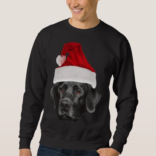 Sweatshirt Black Labrador Retriever Santa Hat (Devant)