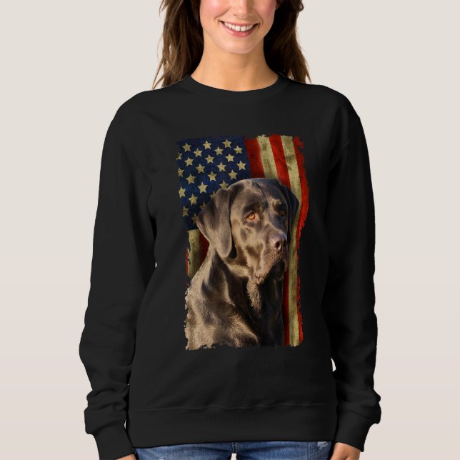 Sweatshirt Black Labrador Retriever Usa Drapeau Black Lab (Devant)
