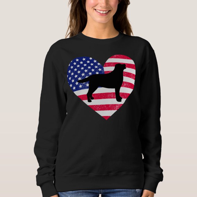 Sweatshirt Black Labrador Silhouette Et Coeur Américain (Devant)