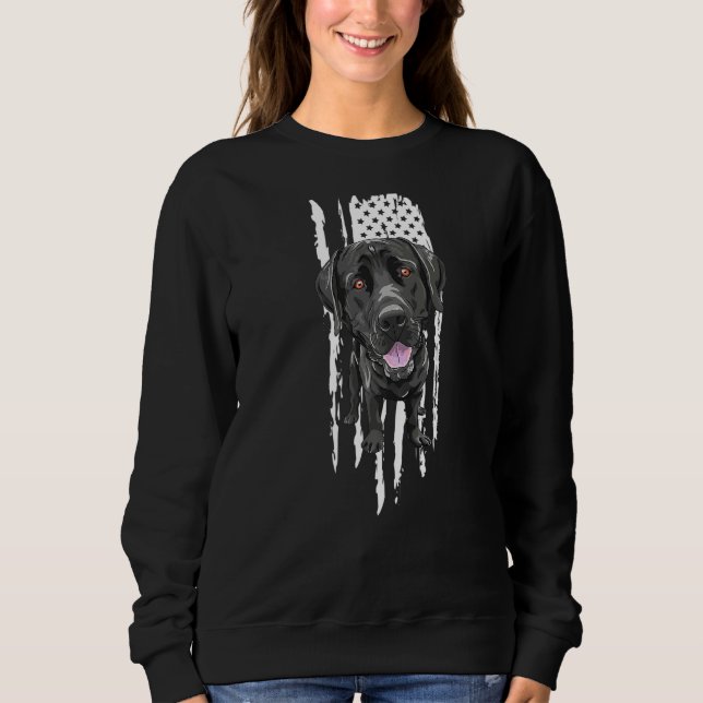 Sweatshirt Black Labrador Usa Drapeau Propriétaire du laborat (Devant)