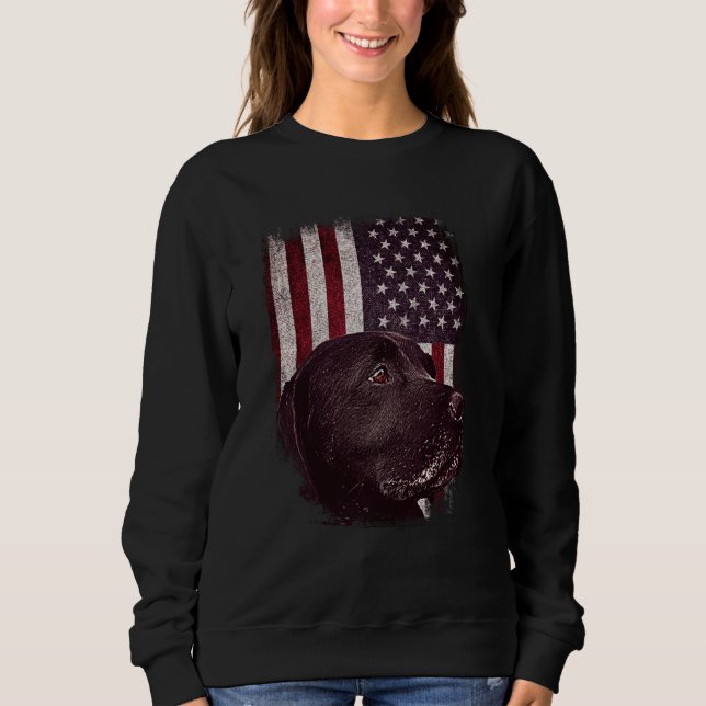 Sweatshirt Black Labrador USA Flag Lab Dog Owner (Devant)