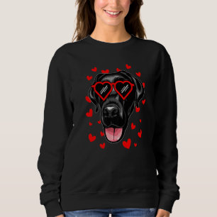 Sweatshirt Black Labrador Valentines Day Chien Love Coeur