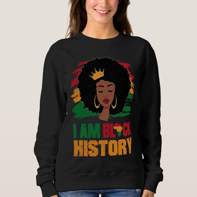Sweatshirt Black Melanin Girl African American I Am Black His (Devant)