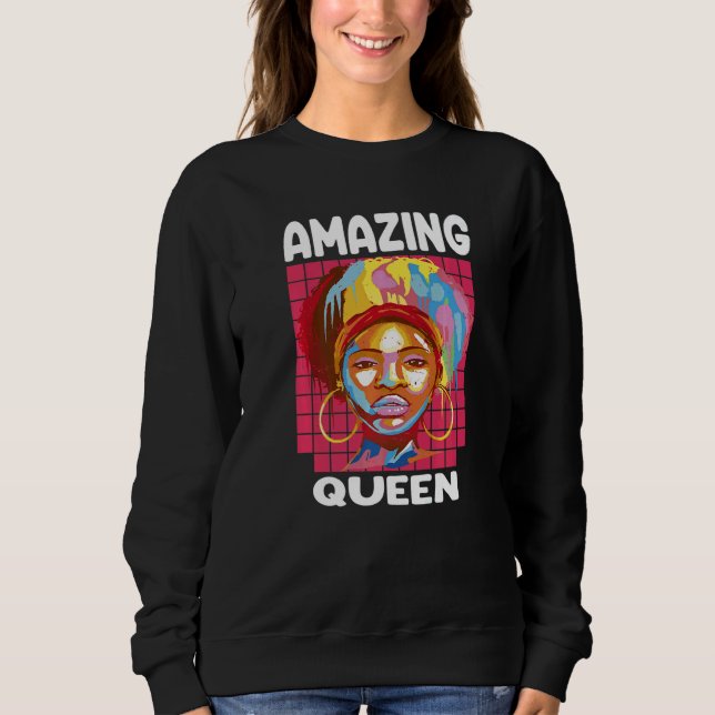 Sweatshirt Black Melanin Queen Colorful Afro Africa  South (Devant)