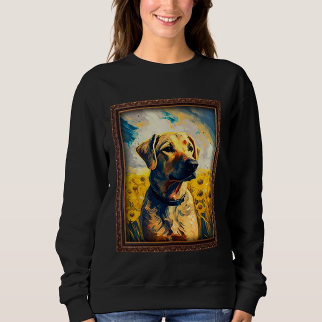 Sweatshirt Black Mouth Cur Painting Sunflower Flower Mom Wome (Devant)