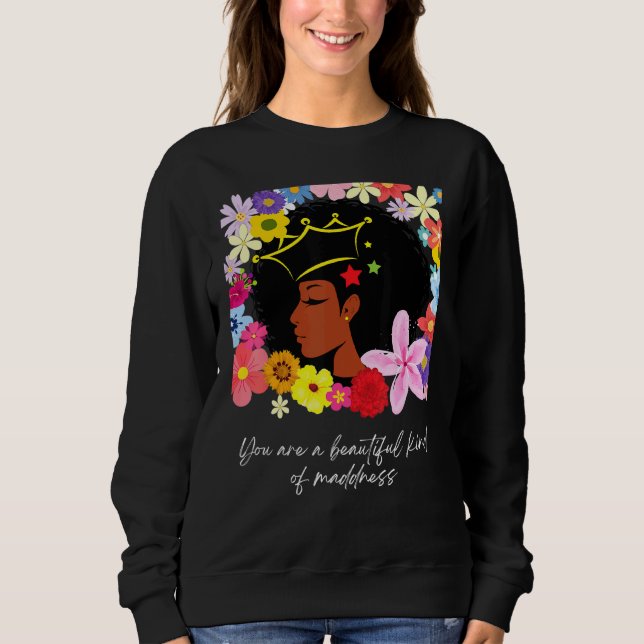 Sweatshirt Black Power Girl Magic Afro Queen Black Pride flux (Devant)