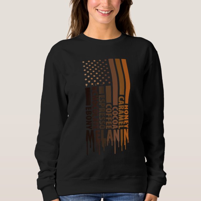Sweatshirt Black Pride Melanin America Drapeau Black History  (Devant)