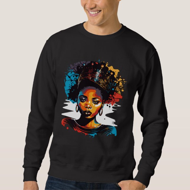 Sweatshirt Black Queen Afro Melanin Dripping Black History Mo (Devant)