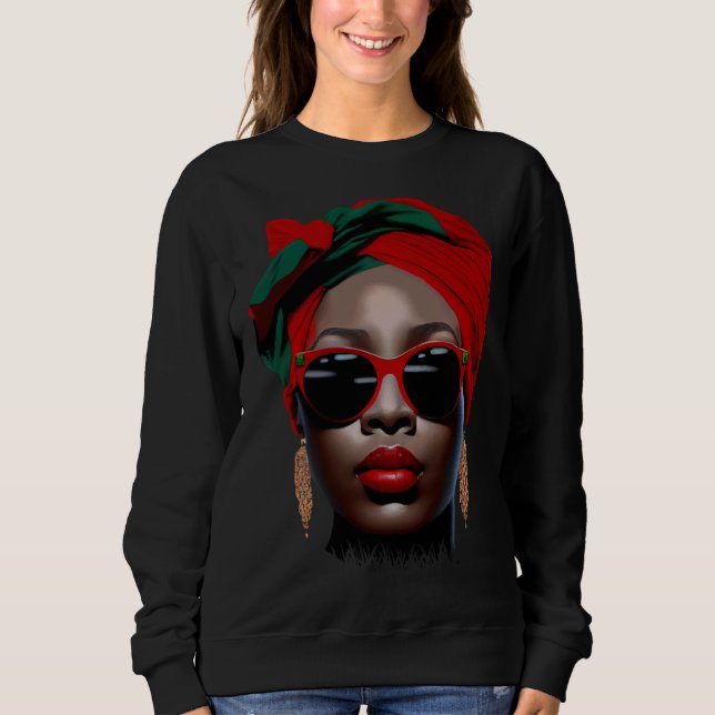 Sweatshirt Black Queen Melanin Earrings Lips Cute Black Histo (Devant)