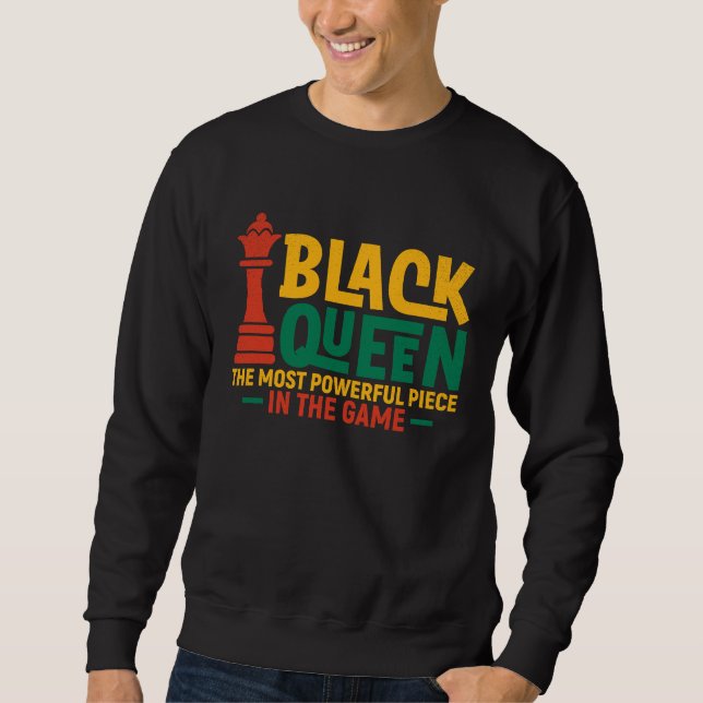 Sweatshirt Black Queen Most Powerful Chess African American W (Devant)