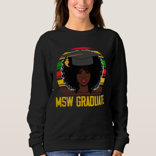 Sweatshirt Black Queen MSW Social Work Retro Afro Masters Gra (Devant)