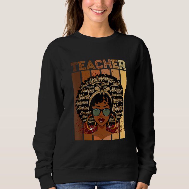 Sweatshirt Black Smart Teacher Afro Love Melanin African Amer (Devant)