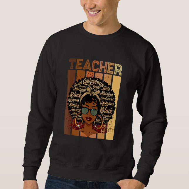 Sweatshirt Black Smart Teacher Afro Love Melanin African Amer (Devant)