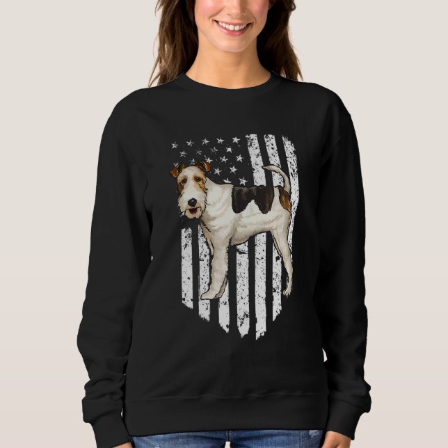 Sweatshirt Black White American Flag Wire Fox Terrier 4e de (Devant)