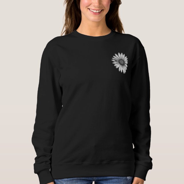 Sweatshirt Black & White Sunflower Bloom Hoodie (Devant)