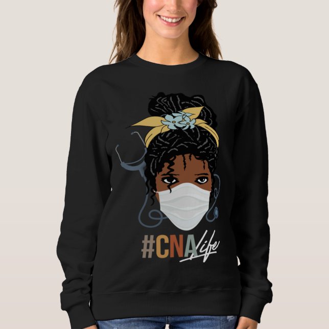 Sweatshirt Black Woman CNA Life Emergency Nurse Assitant Firs (Devant)