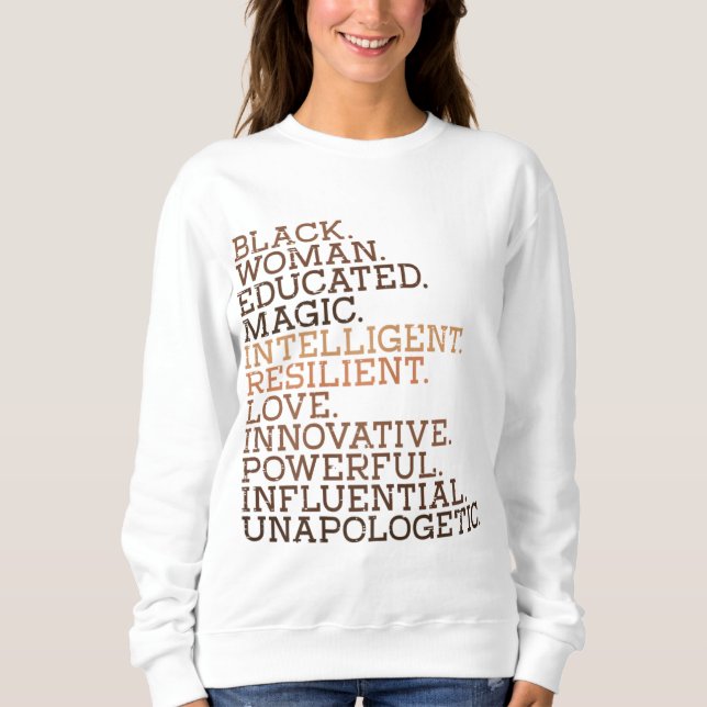 Sweatshirt Black Woman Educated Magic BHM Afrique Histoire Me (Devant)