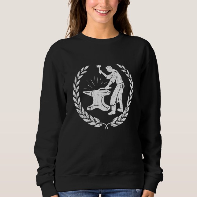 Sweatshirt Blacksmier Hammer Et Anvil Forgeron Travailleur (Devant)