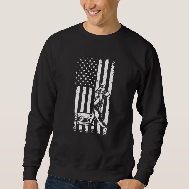 Sweatshirt Blacksmith - Forging Hammer Anvil US Drapeau Métal (Devant)