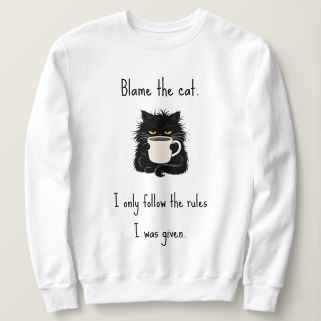 Sweatshirt Blâmer le chat Amusing grumpy Black Cat Lover  (Design devant)