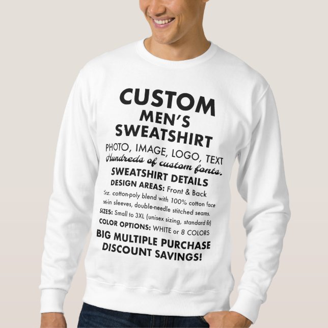Sweatshirt blanc classique personnalisé masculin (Devant)