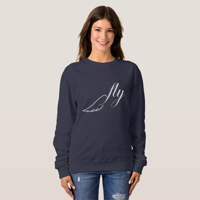 Sweatshirt Blanc d'aile d'oiseaux de mouche et chandail de (Devant entier)