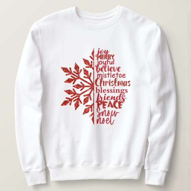 Sweatshirt blanc Festive Red Script (Design devant)