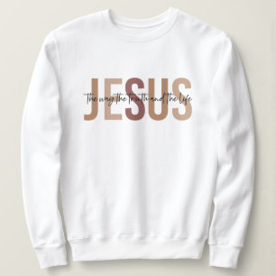 Sweatshirt blanc inspirant de Jésus religieux