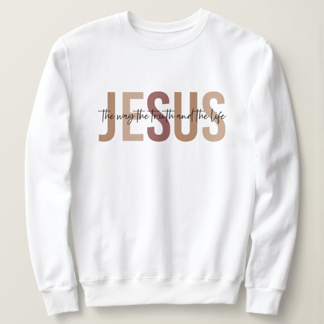 Sweatshirt blanc inspirant de Jésus religieux (Design devant)