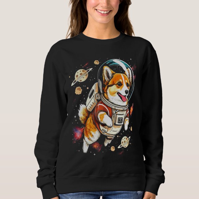 Sweatshirt Blast Off with a Dog in Space  Cute Pembroke Welsh (Devant)