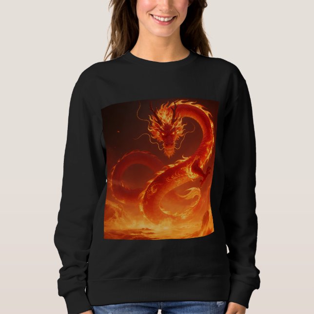 Sweatshirt Blazing Fire Dragon | Mythical Flame Dragon Fantas (Devant)