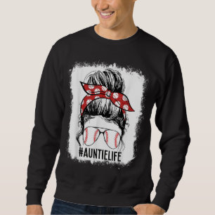 Sweatshirt Bleached Baseball Tante Messy Bun Jour de jeu Mère