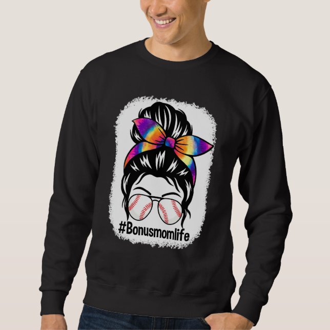 Sweatshirt Bleached Bonus Maman Vie Messeuse Bun Tie Dye Soft (Devant)