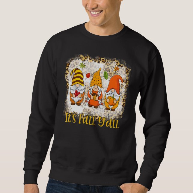 Sweatshirt Bleached C'est Automne Y'all Gnome Citrouille Auto (Devant)