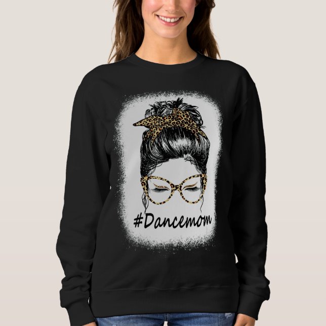 Sweatshirt Bleached Dance Maman Leopard Messy Bun Femmes (Devant)